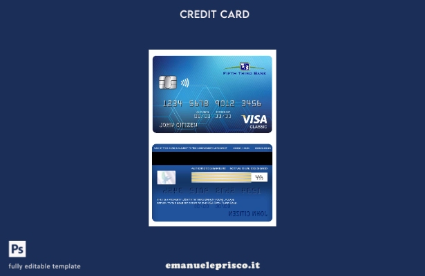 modello di carta classico per visto USA Fifth Third Bank in stile verificato